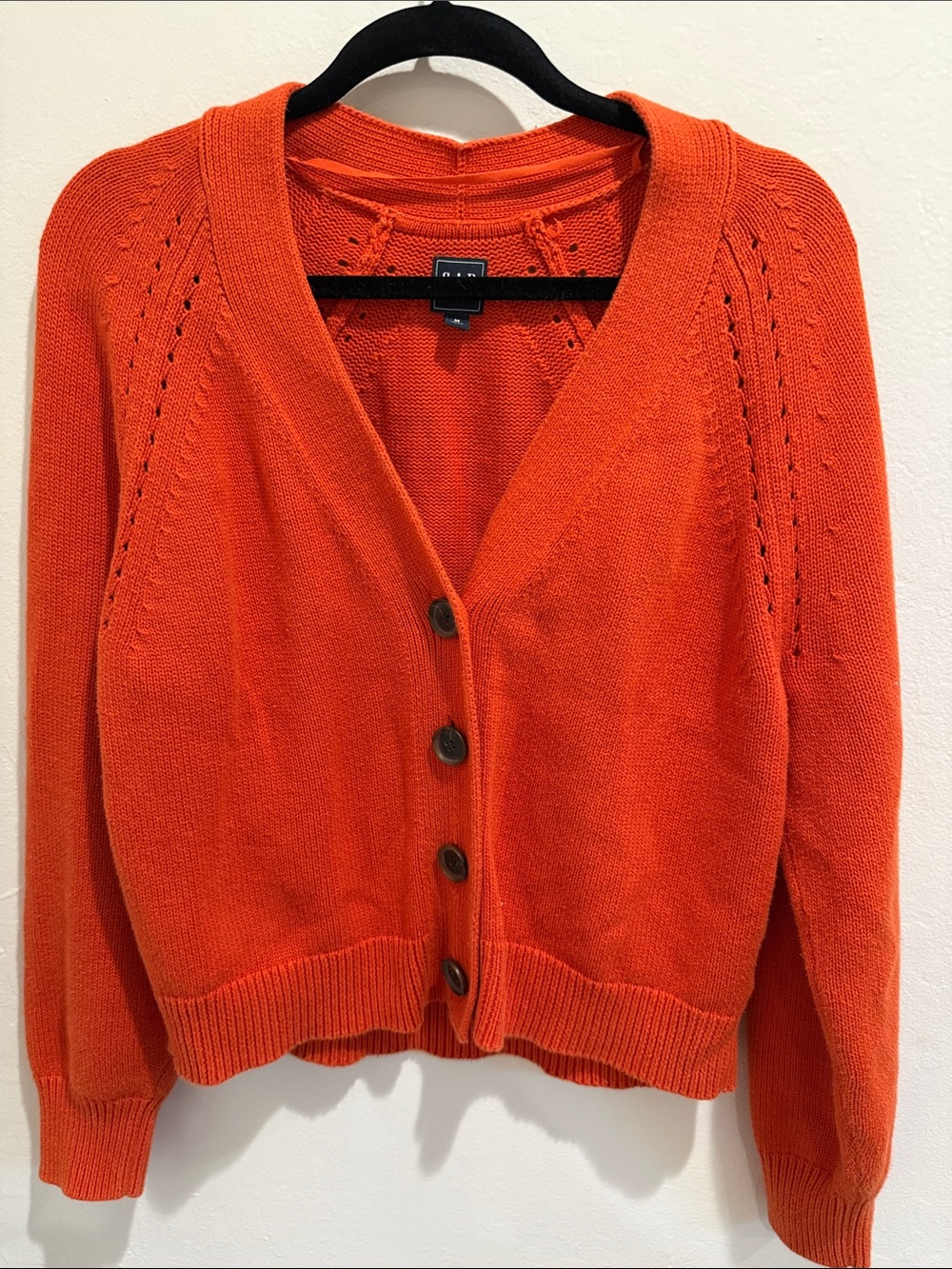 GAP cotton coral V‑Neck Button Cardigan